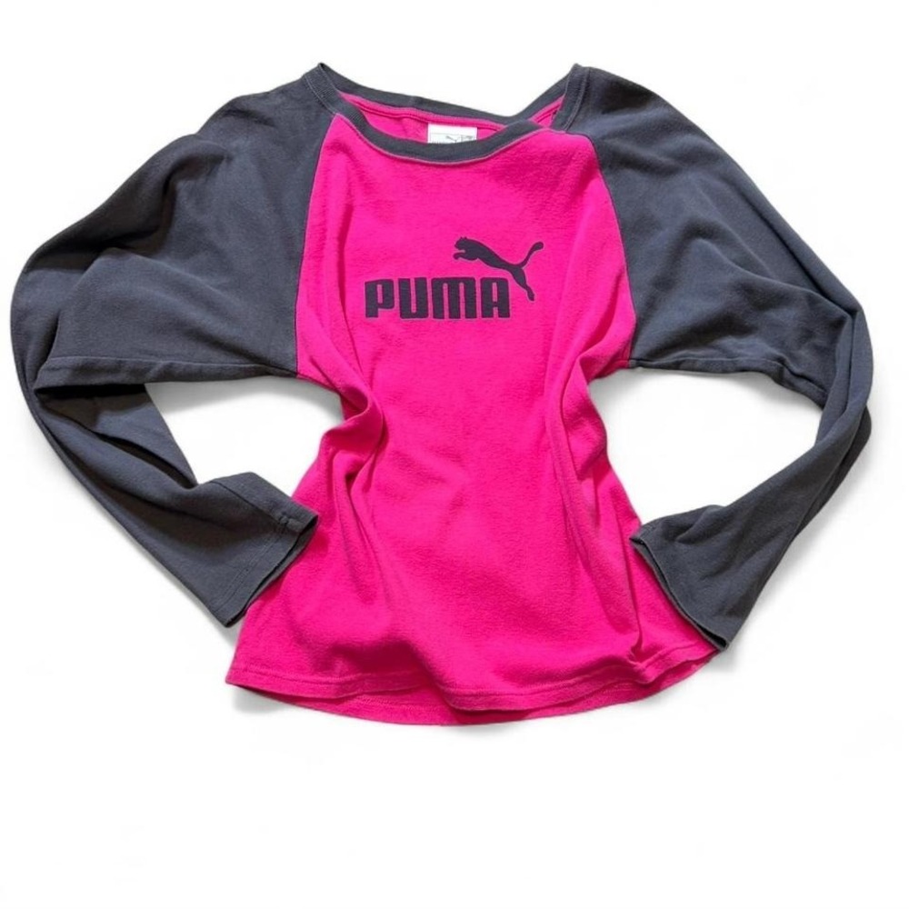 Vintage Pink and Gray Puma Raglan Sleeve Top‎
